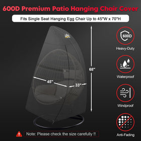 Zettum Egg Chair Cover side view shows snug fit for windy conditions.