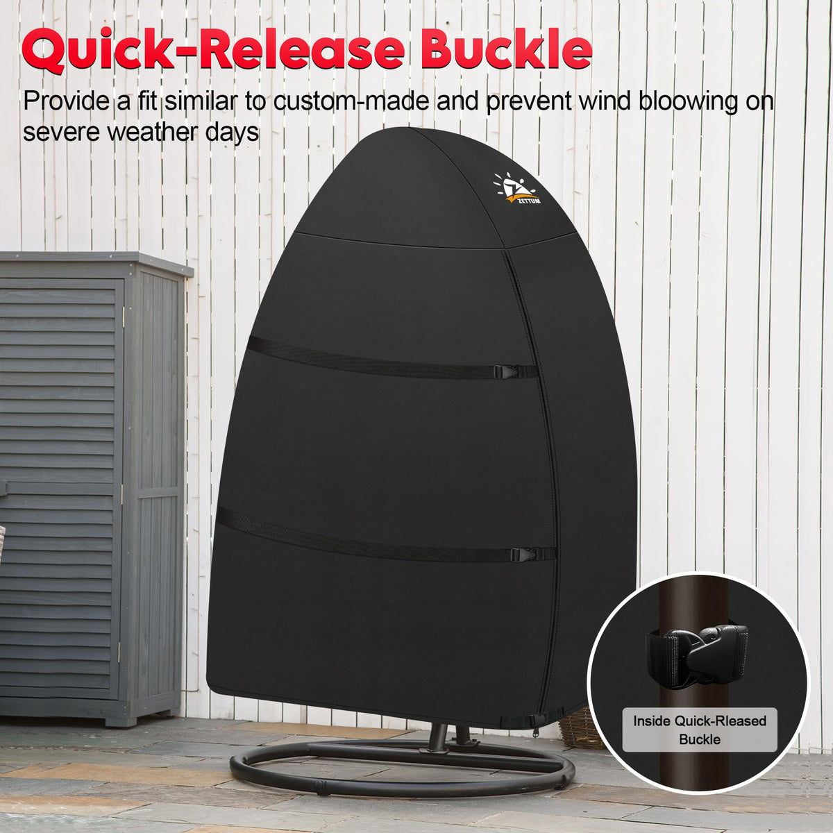 Zettum Egg Chair Cover in wet weather keeps the chair dry.