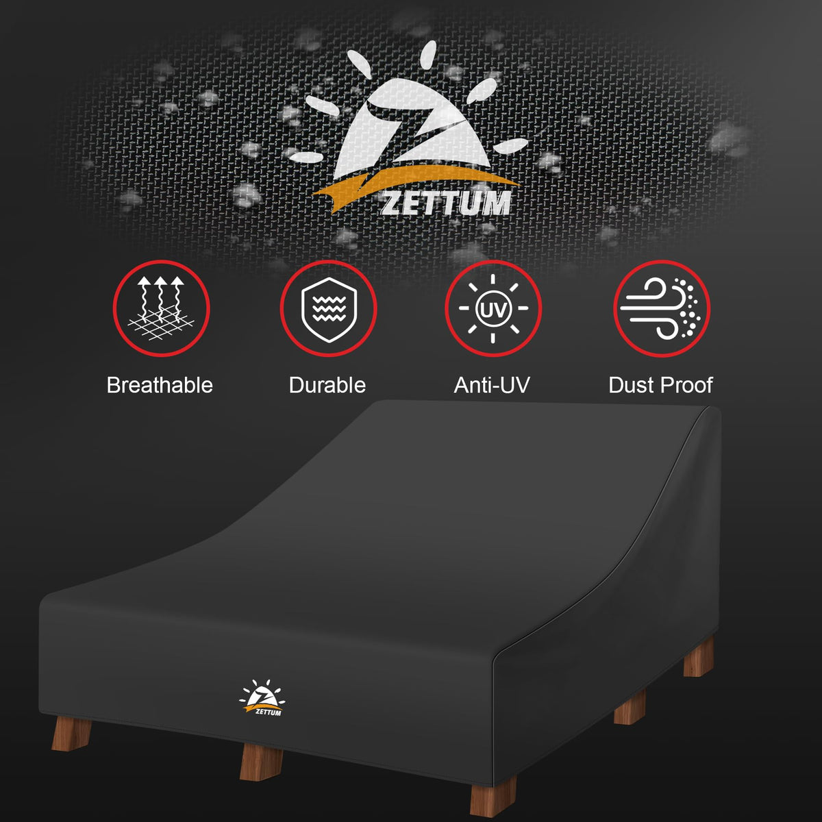 Zettum fade-resistant lounge cover withstands UV exposure for color retention.