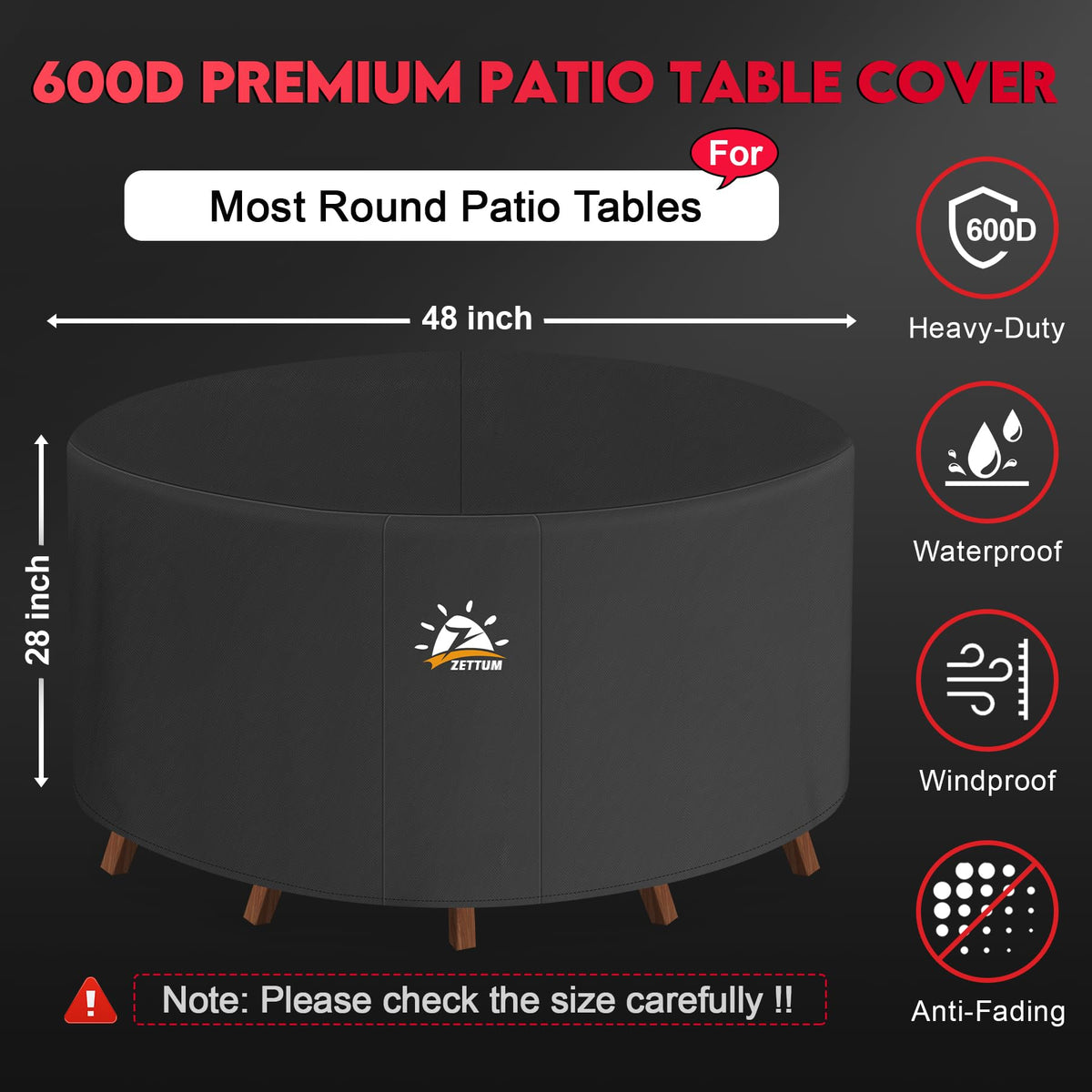 Zettum 600D closeup shows heavy-duty waterproof coating for outdoor protection