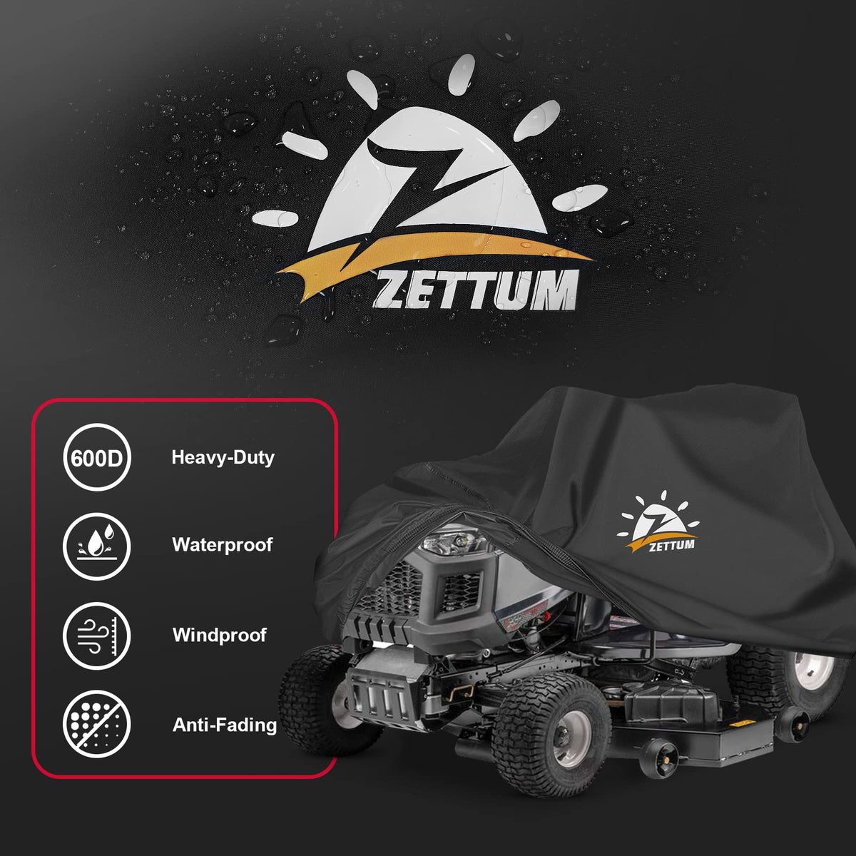 Zettum riding mower cover windproof buckles ensure a secure fit.