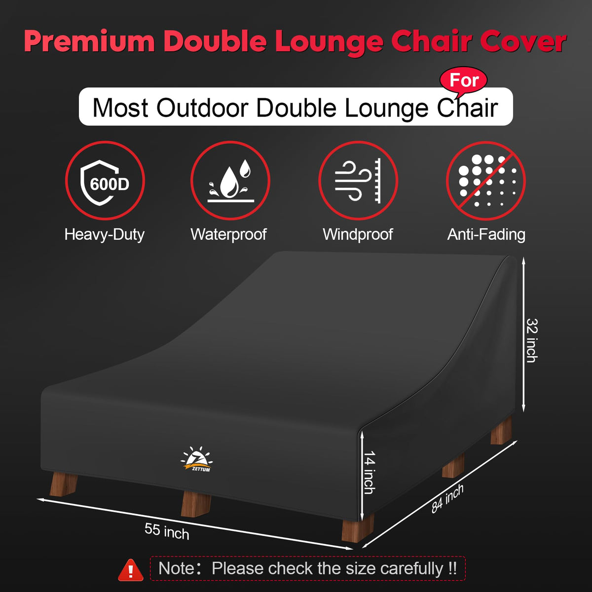 Zettum outdoor lounge cover features easy-on-off design for quick setup.