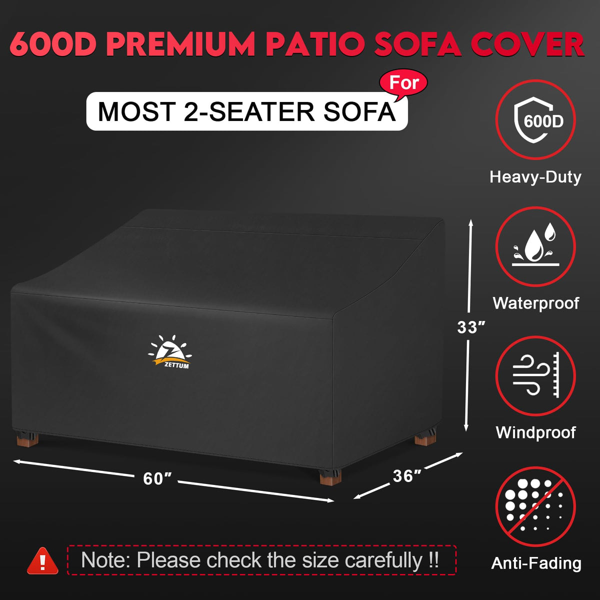 Outdoorsy shot of Zettum waterproof 600D sofa cover on a two-seater.