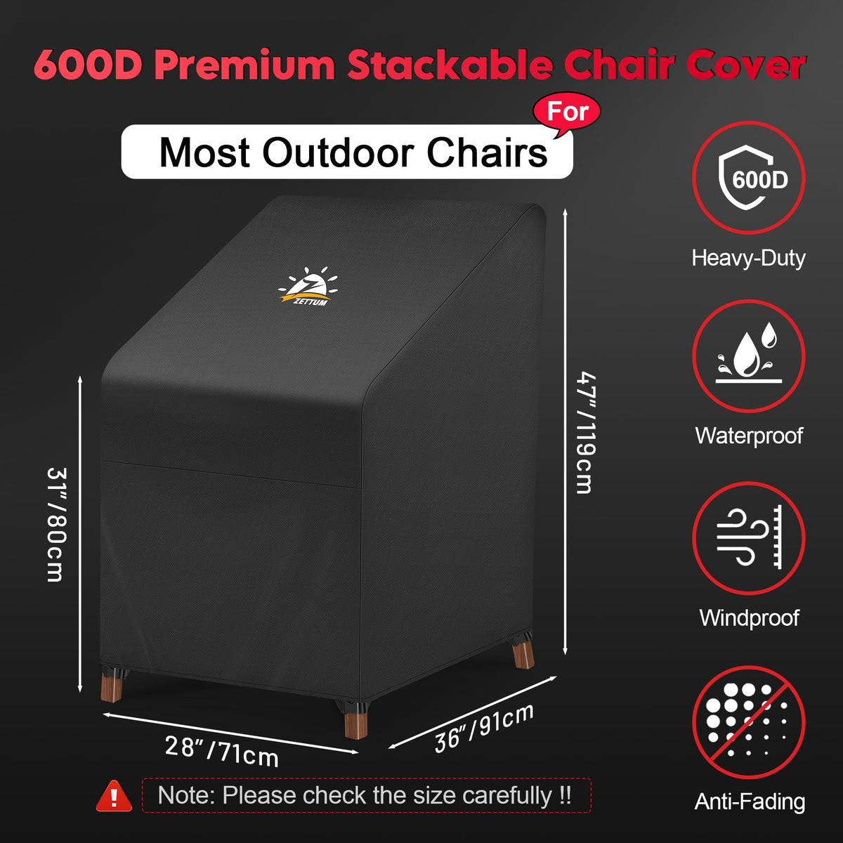 Zettum outdoor furniture cover with windproof buckles keeps four to six chairs secure