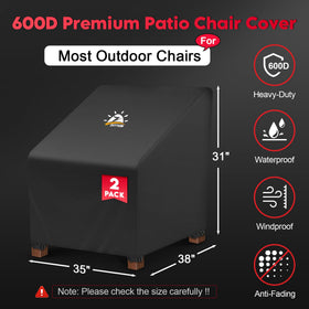 Zettum patio chair cover with windproof buckles holds securely in windy conditions