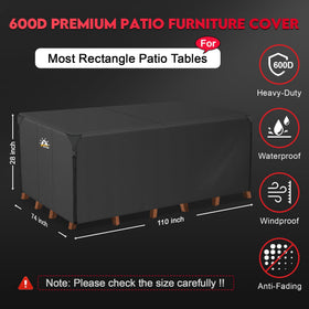 Zettum cover shields 110-inch table and chair set from weather and dust.