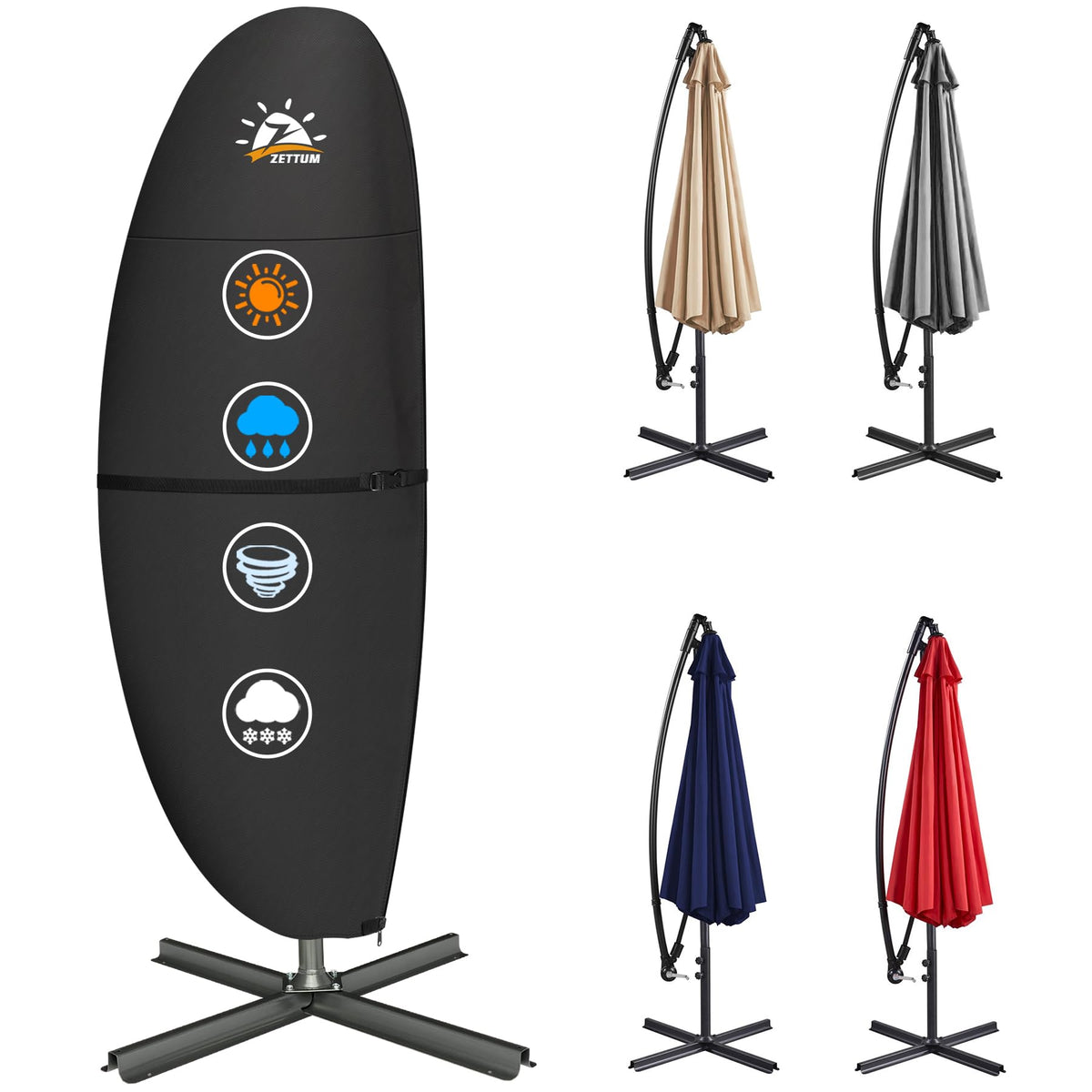 Zettum patio umbrella cover waterproof for rain and sun protection.