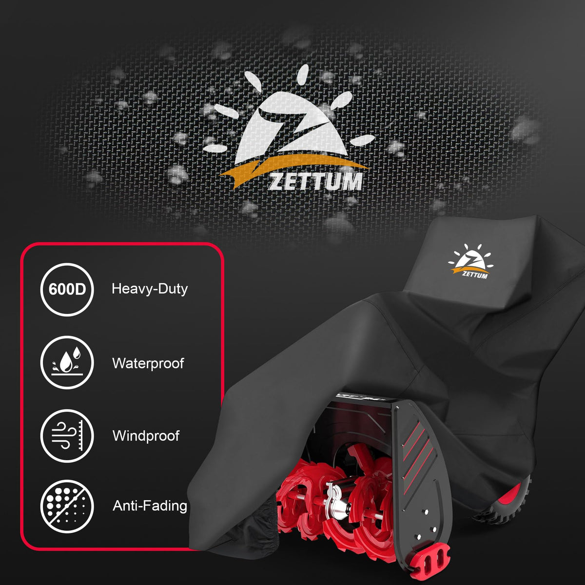 Zettum cover uses 600D PU coating for durable, breathable protection