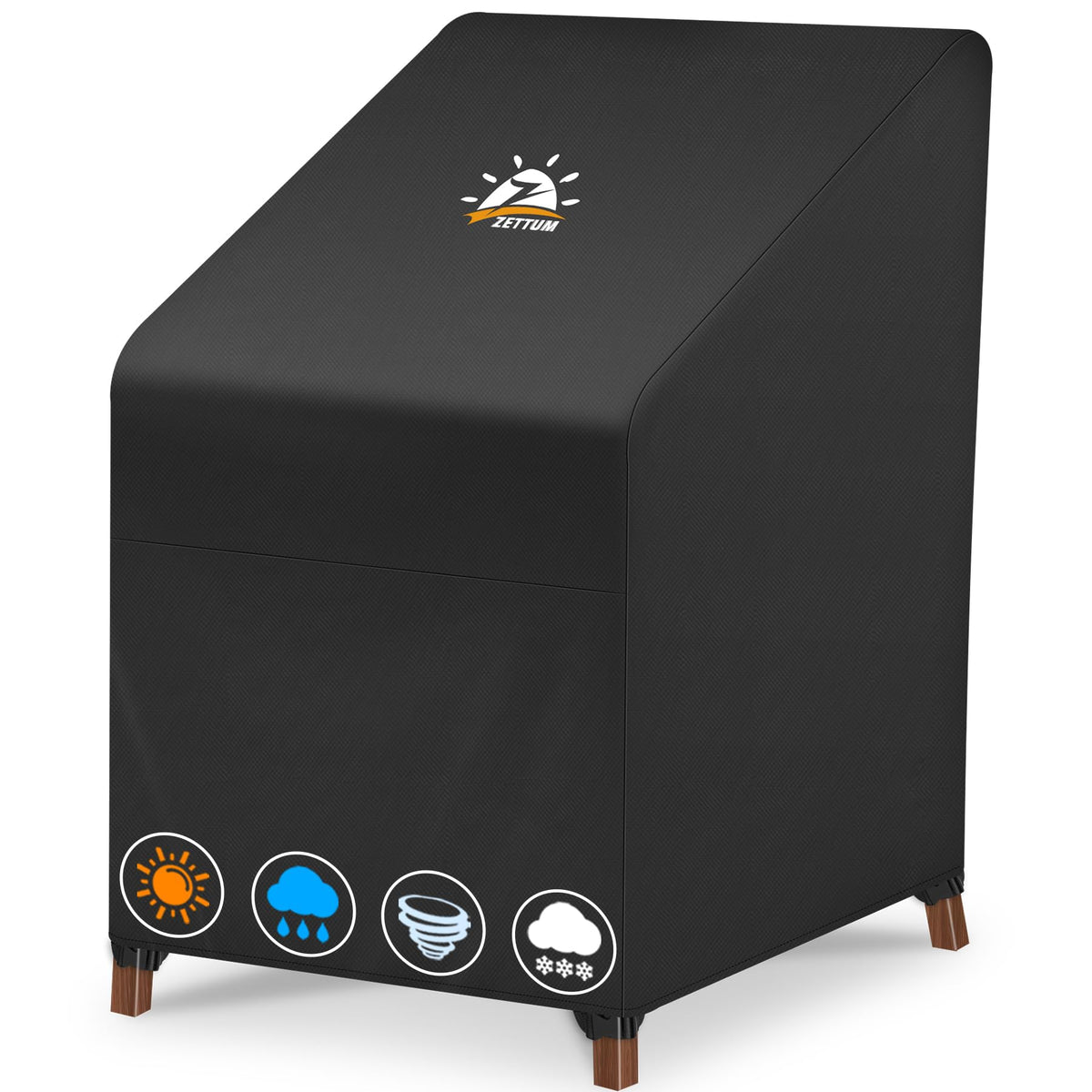 Zettum stackable chair cover in waterproof 600D fabric protects patio chairs from rain and sun
