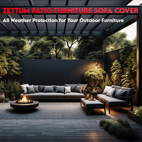 The Zettum two-seater cover fitted to a bench and glider combo.