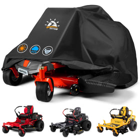 Zettum zero-turn mower cover front view protecting the mower from rain and debris