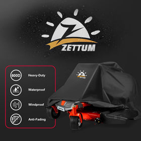 Zettum zero-turn mower cover with storage bag for tidy off-season storage