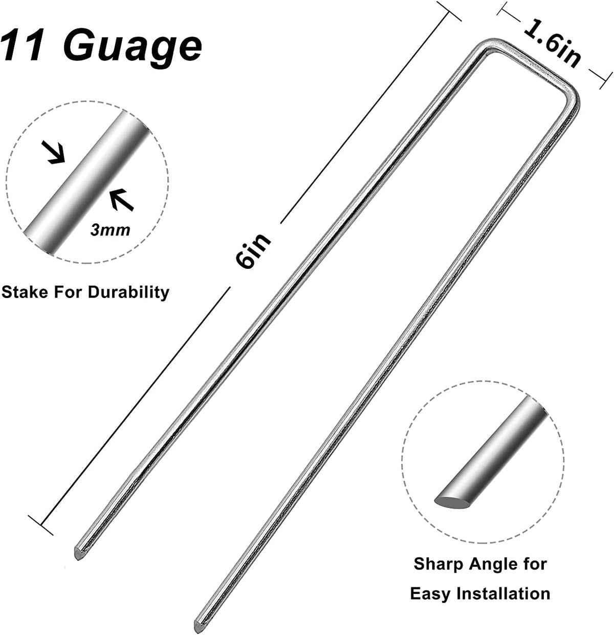 Zevlux galvanized stakes with sharp tip for easy ground penetration