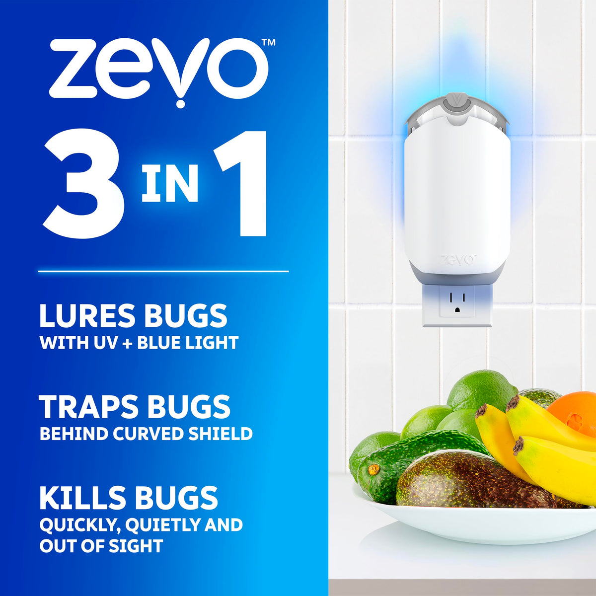 ZEVO 2 trap, back view, sleek indoor pest control solution.