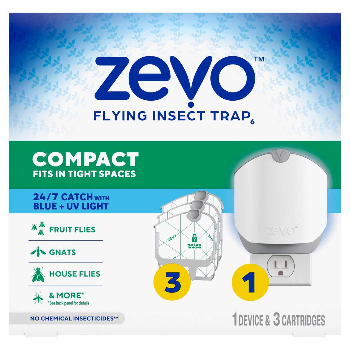 ZEVO compact base with plug-in setup for indoor insect control.