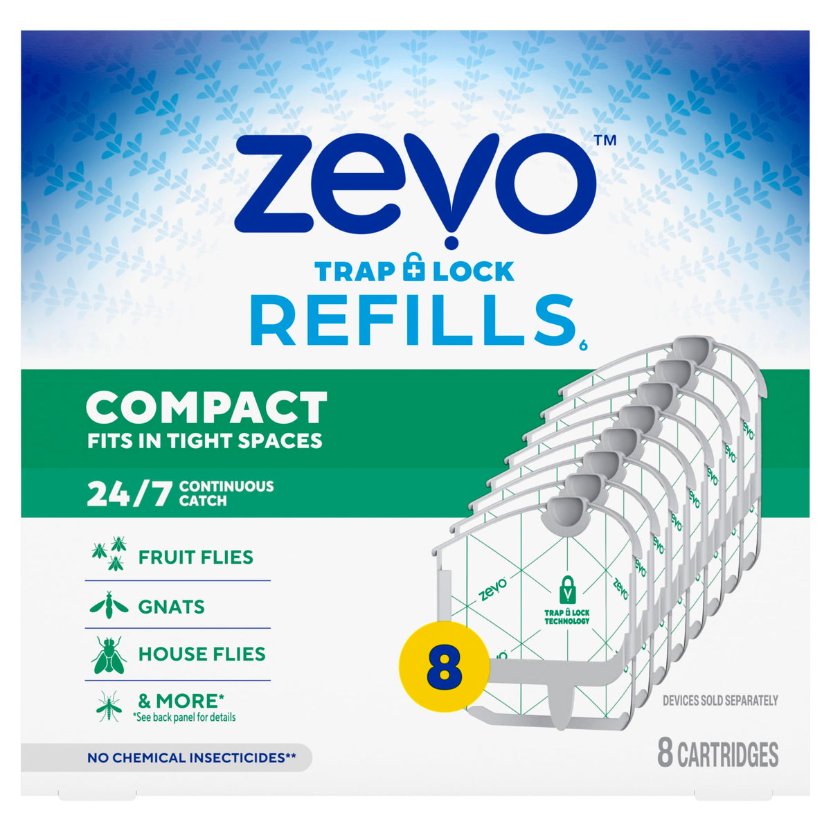 ZEVO compact refill 8-pack front view for continuous indoor control