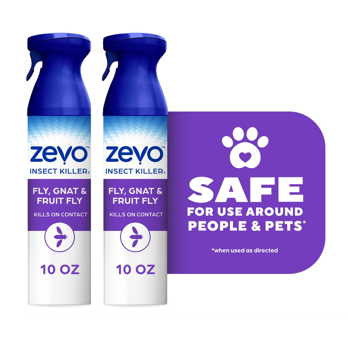 ZEVO flying insect spray bottle showing fast on-contact action