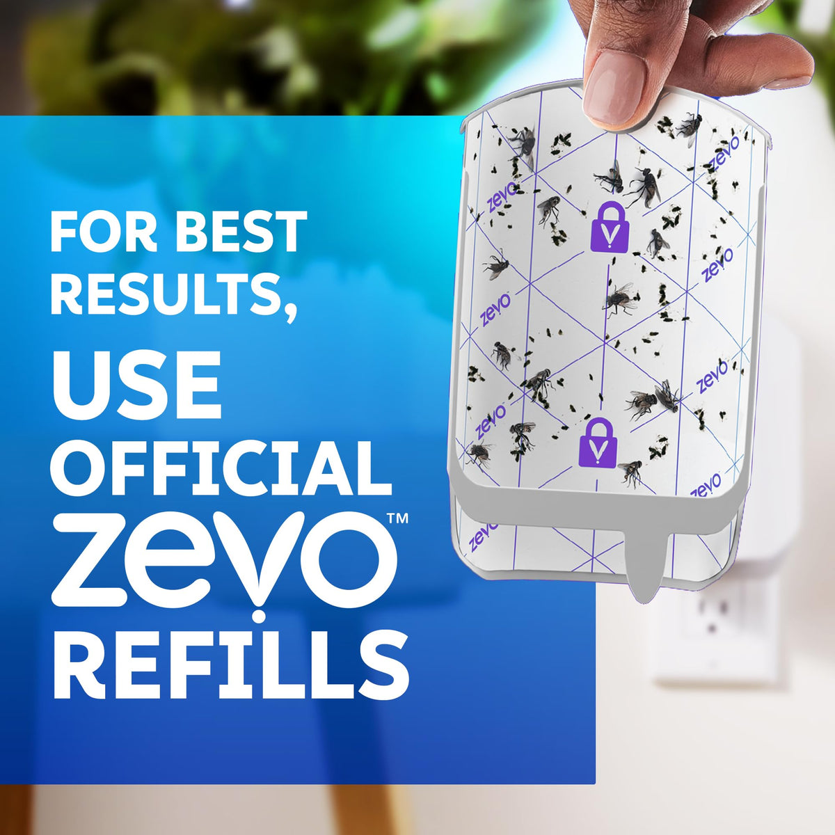 ZEVO Max blue UV light close-up attracting flying insects.