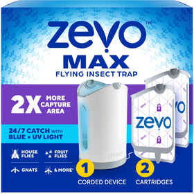 ZEVO MAX base unit shown for indoor use with no-mess trapping.