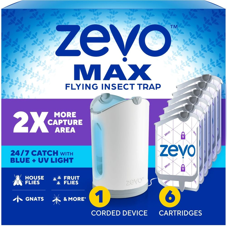 ZEVO Max bug catcher base plugged in for continuous indoor protection.