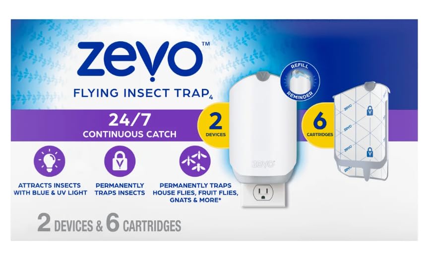 ZEVO MAX bug catcher front view on a counter attracts flying insects for odorless control.