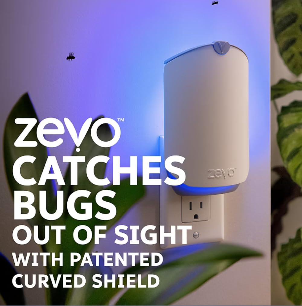 Adhesive capture surface visible on the device as insects are trapped.
