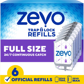 ZEVO official refill cartridge six-pack for continuous pest control in any room.