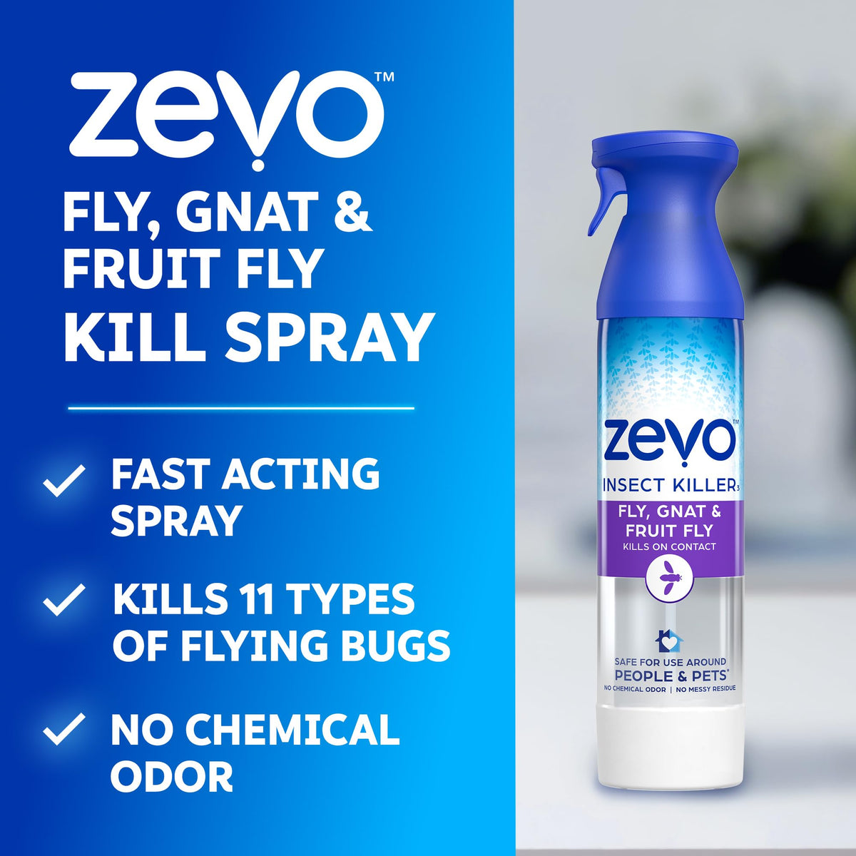 ZEVO spray-angle action shows quick on-contact kill capability.