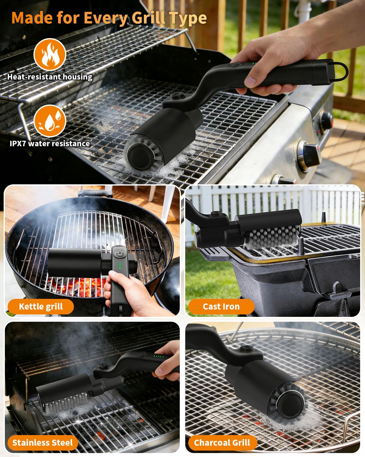 ZEYEGOY stainless steel brush head works on all grills.