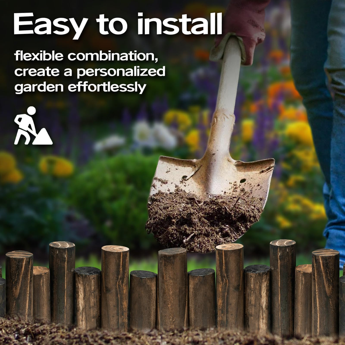 ZEZUT wood garden edging provides a mulch-border setup that's easy to manage.