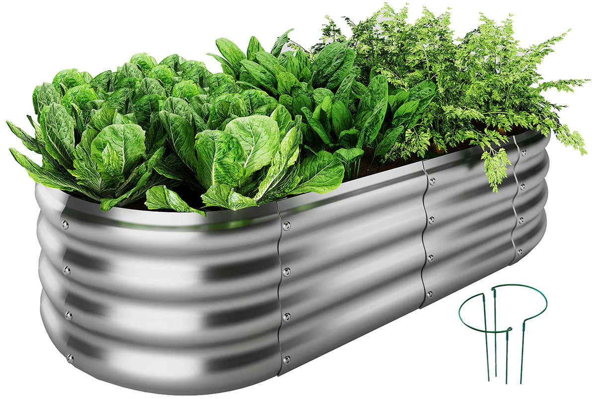 ZFHgarden galvanized raised bed front view for outdoor planting