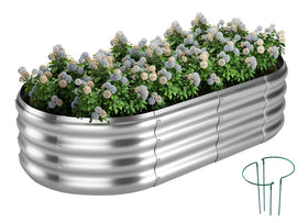 ZFHgarden raised bed 4x2x1 ft front view shows sturdy galvanized construction for outdoor gardening