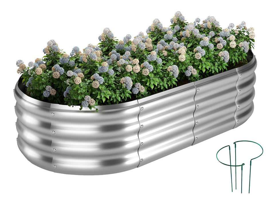 ZFHgarden raised bed 4x2x1 ft front view shows sturdy galvanized construction for outdoor gardening