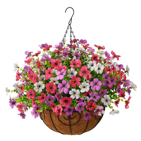 ZFProcess purple and white daisy hanging basket adds vibrant outdoor color