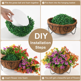 ZFProcess silk flowers in basket create realistic greenery for balconies and patios.