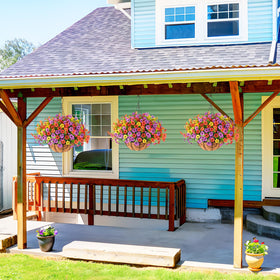 ZFProcess decorative basket with chains and branches enhances yard or balcony spaces.