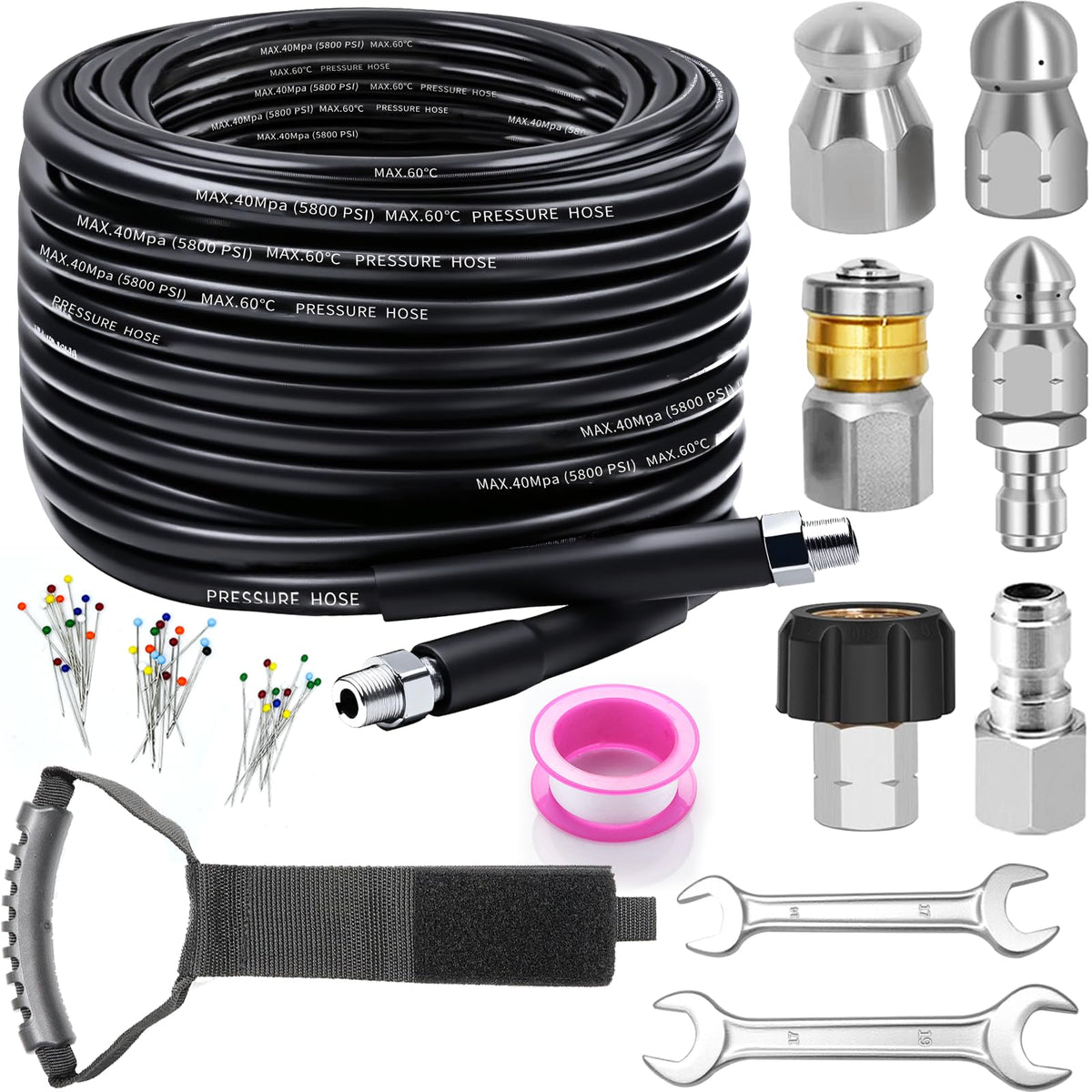 Zgqmcgy sewer jetter hose 100ft for deep residential drain cleaning
