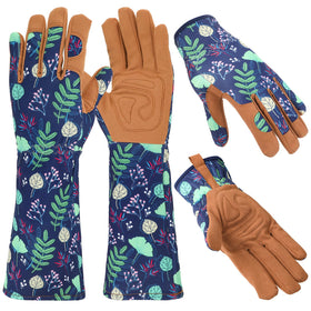Zhamate long leather gardening gloves ideal for rose pruning and forearm protection