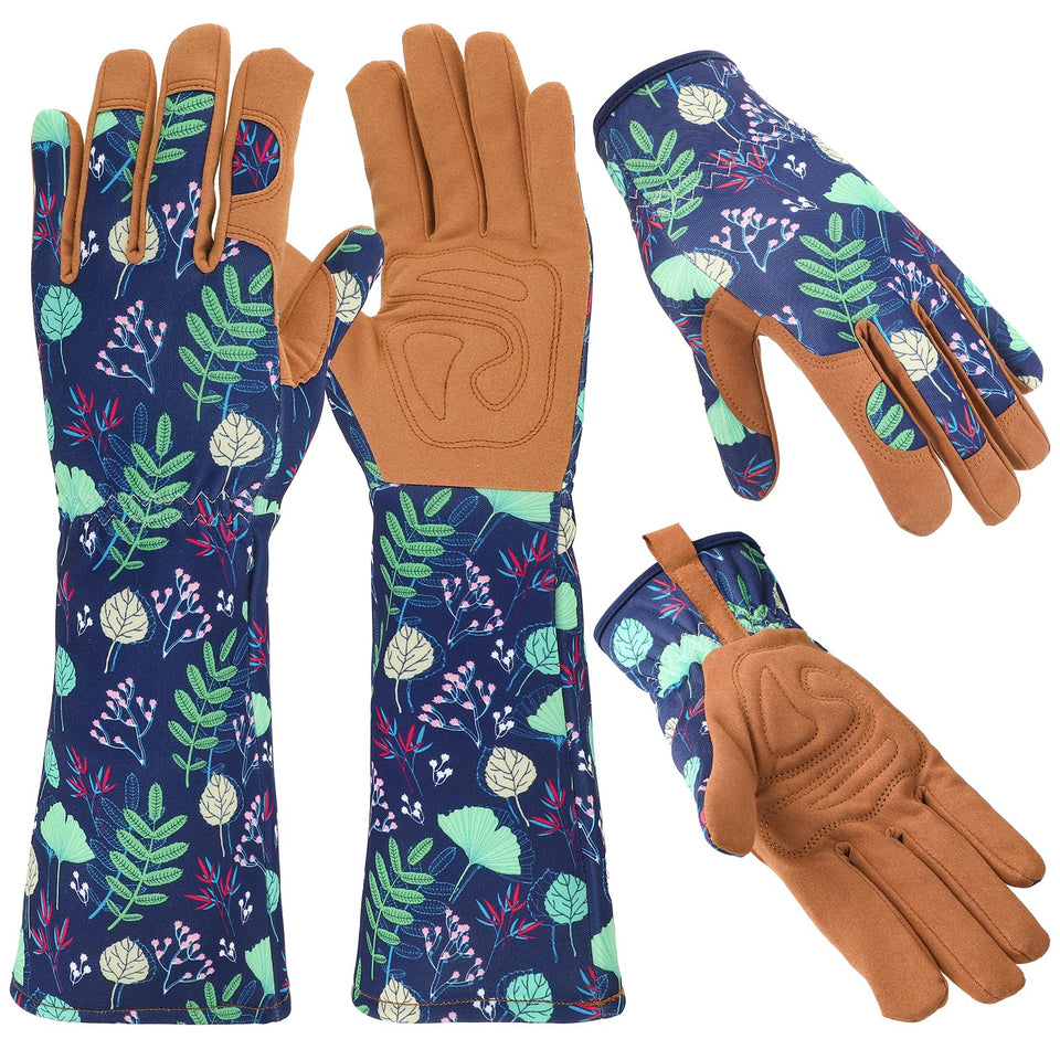Zhamate long leather gardening gloves ideal for rose pruning and forearm protection