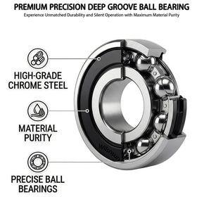 ZHANG 6203-2RS bearing showing double seal design and chrome steel surface.