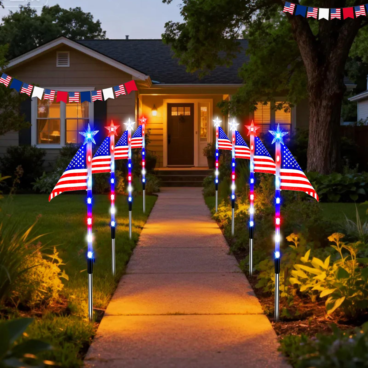 Zhaoray flag light offers eight lighting modes for versatile outdoor decor.