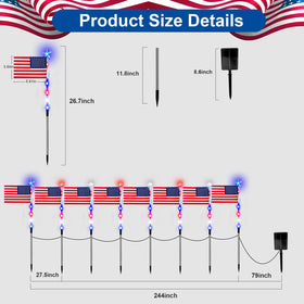 Zhaoray solar flag light displays red white and blue stars for Independence celebrations.