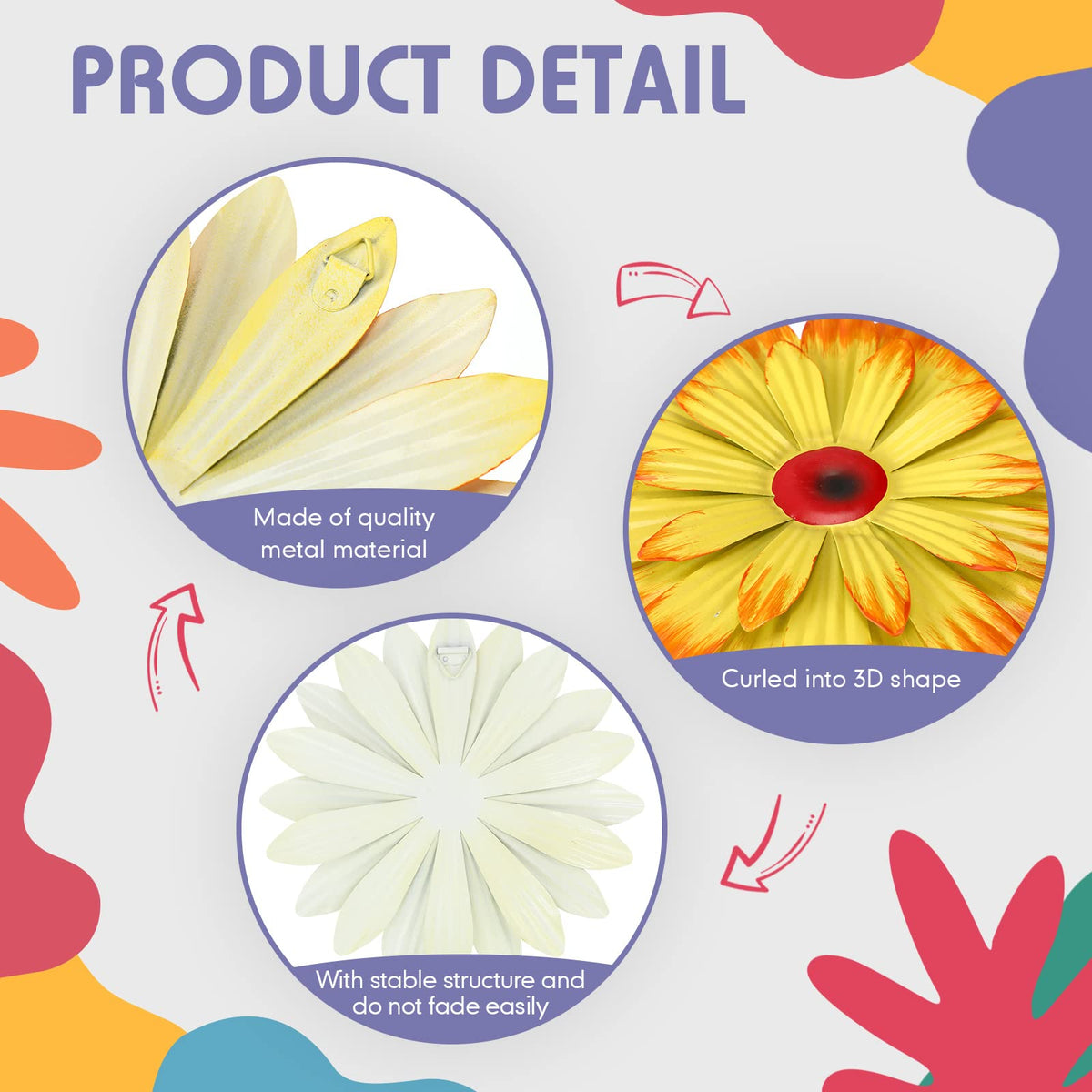Zhehao 8-inch sunflower wall art in green brings vibrant garden vibes indoors.