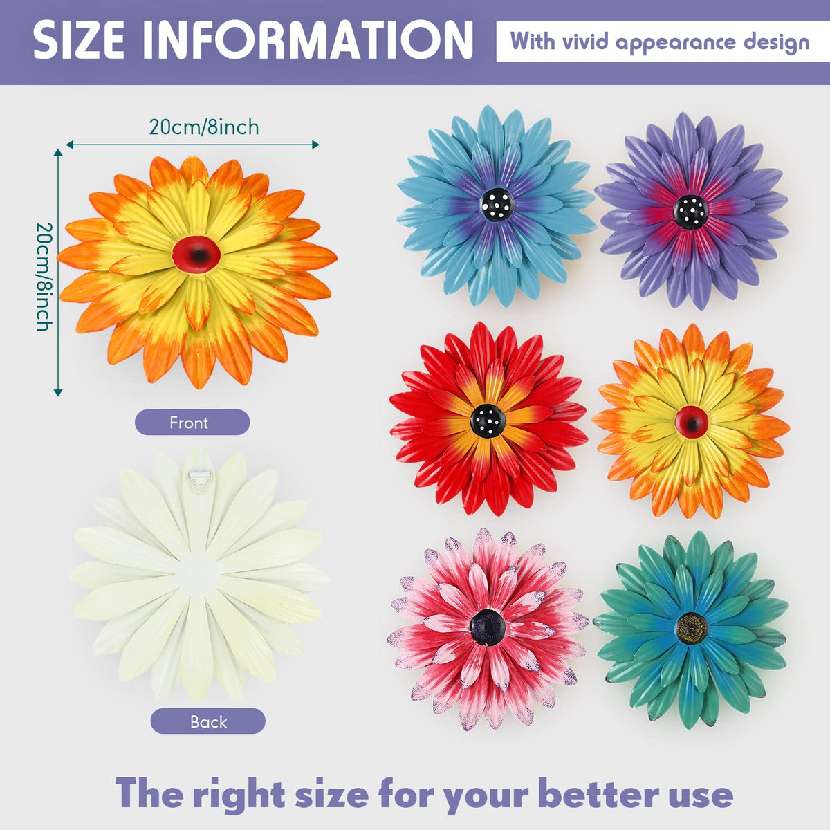 Zhehao 8-inch sunflower wall art in orange adds bright indoor charm.