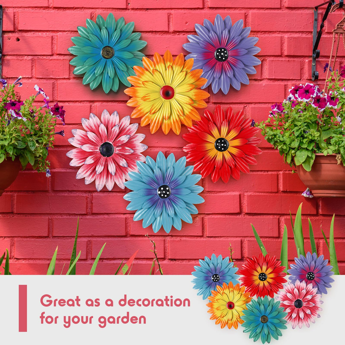 Zhehao 8-inch orange-white sunflower wall art features double-layer petals for depth.