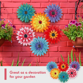 Zhehao 8-inch orange-white sunflower wall art features double-layer petals for depth.