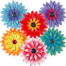 Zhehao 8-inch sunflower wall art in yellow enhances outdoor decor with fade-resistant color.