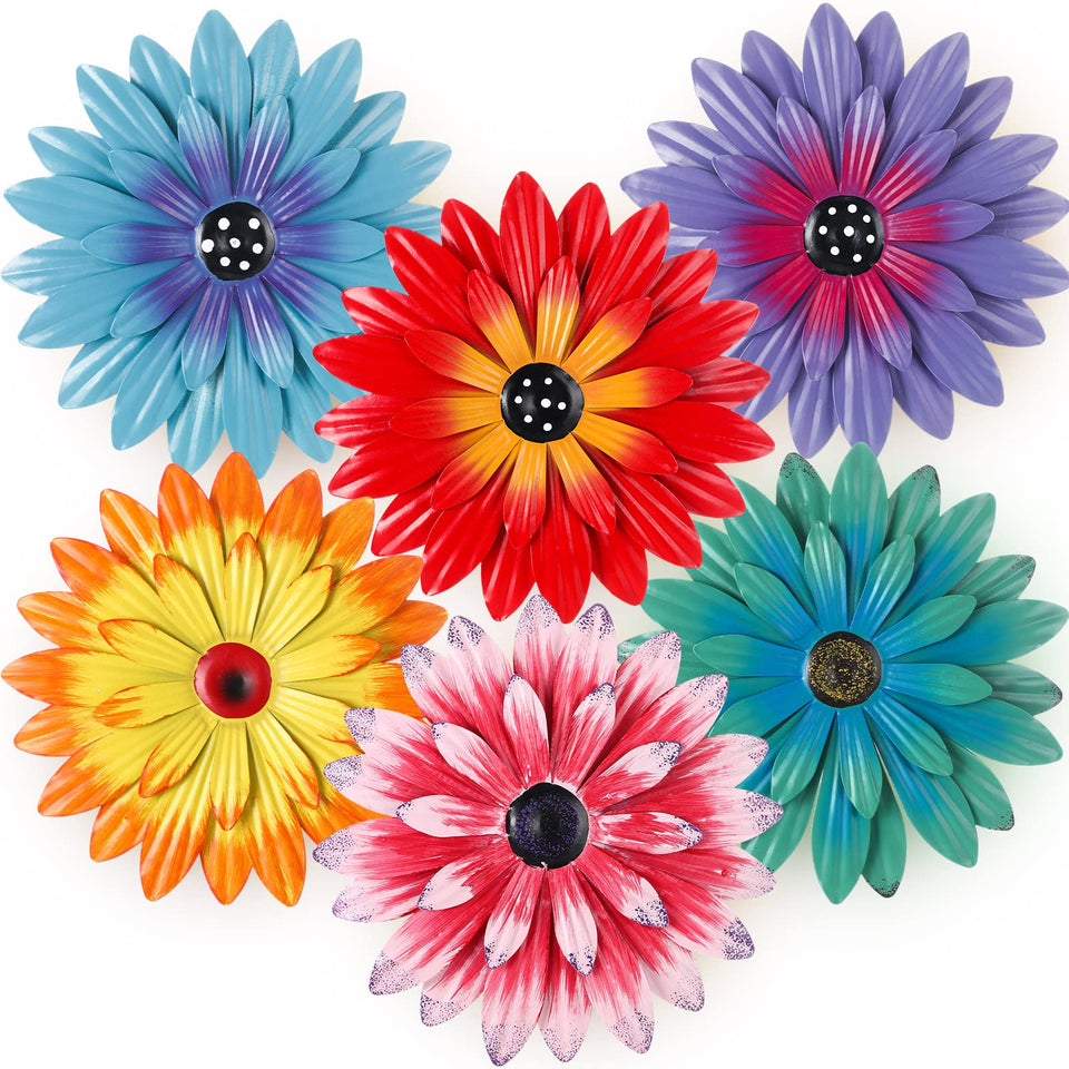 Zhehao 8-inch sunflower wall art in yellow enhances outdoor decor with fade-resistant color.