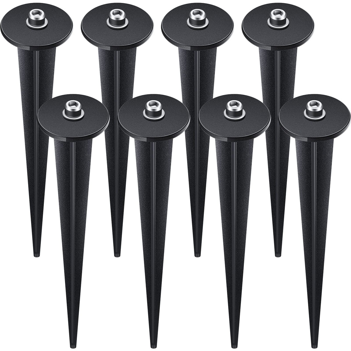Zhengmy 8-pack threaded spike flood light stake for secure outdoor installation.