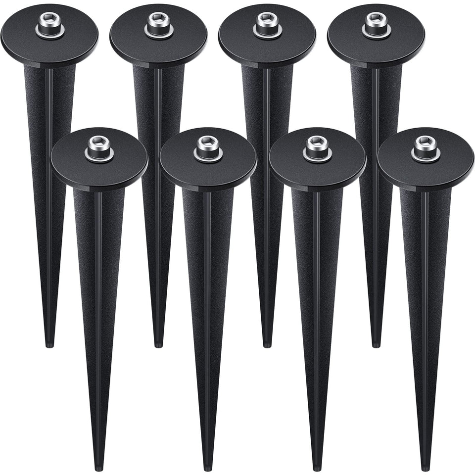 Zhengmy 8-pack threaded spike flood light stake for secure outdoor installation.